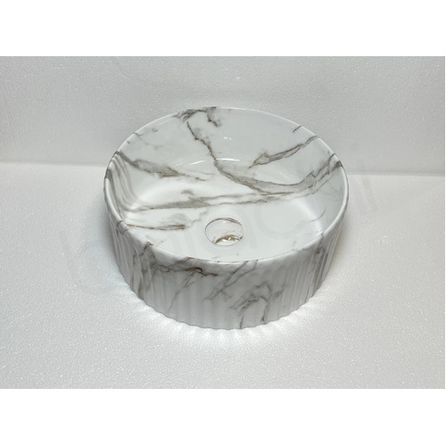 Baiachi 400mm Ceramic Above Counter Fluted Basin Calacatta