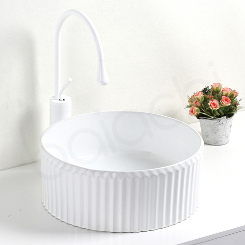 Baiachi 400mm Ceramic Above Counter Fluted Basin Matte White