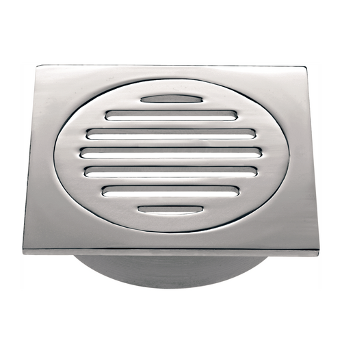 110X110mm Bathroom Shower 100mm Outlet Floor Waste Drain Grate Chrome