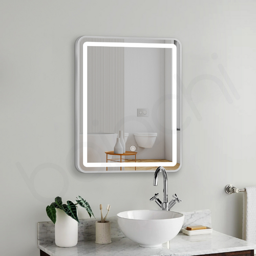 Baiachi LED Square 600mmx750mm Frame Mirror Brushed Silver