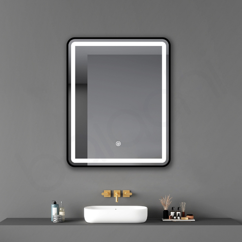 Baiachi LED Square 600mmx750mm Frame Mirror Matte Black