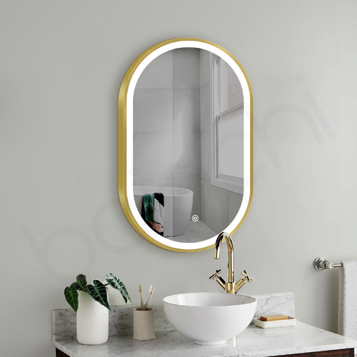 Baiachi LED Oval 600mmx900mm Frame Mirror Brushed Gold