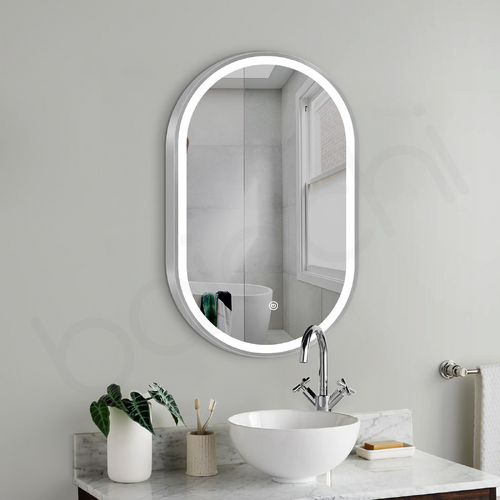 Baiachi LED Oval 600mmx900mm Frame Mirror Brushed Silver