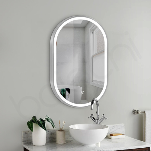 Cora LED 600 Oval Frame Mirror Brushed Silver