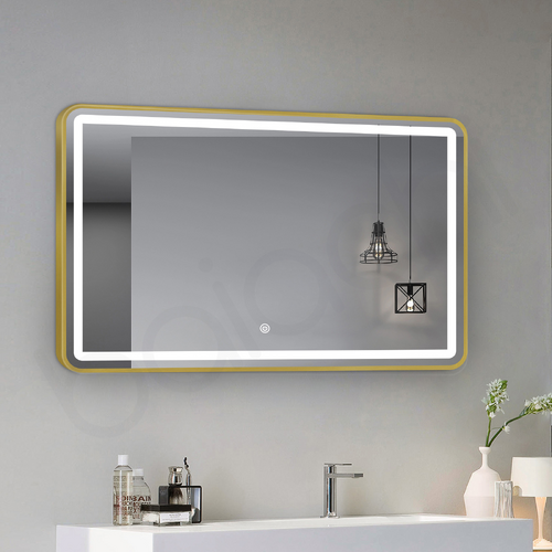 Eden LED Rectangle Frame Mirror Brushed Gold