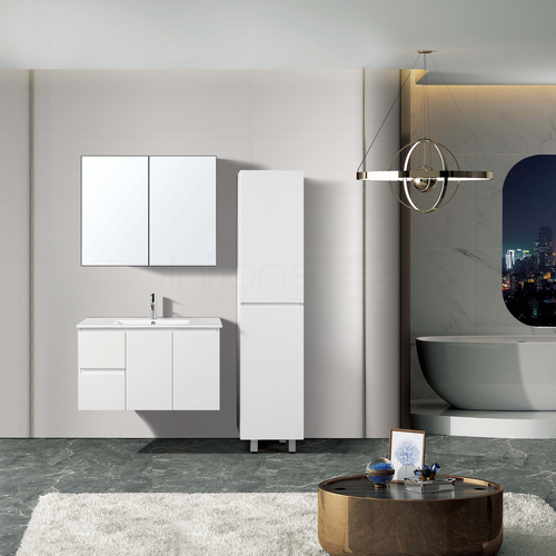 Ivana 900mm PVC Water Proof Wall Hung Bathroom Vanity Left Drawers
