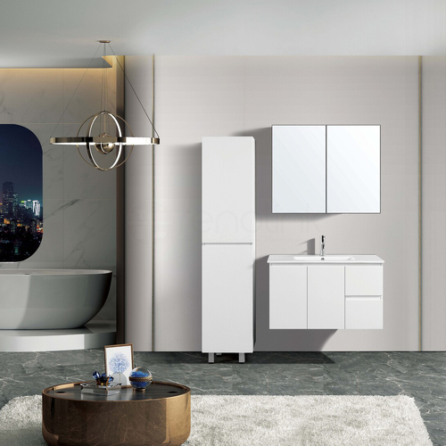 Ivana 900mm PVC Water Proof Wall Hung Bathroom Vanity Right Drawers