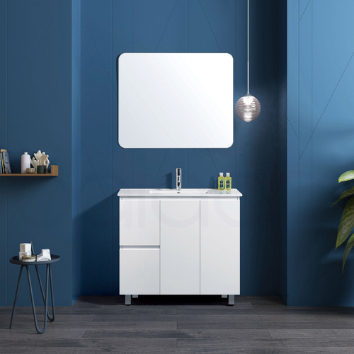 Lucena 900mm Slim Line Narrow Left Drawer PVC Water Proof Bathroom Vanity