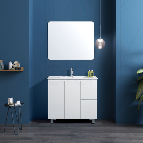 Lucena 900mm Slim Line Narrow Right Drawer PVC Water Proof Bathroom Vanity