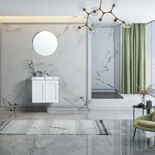 Shaker 600mm PVC Wall Hung Bathroom Vanity