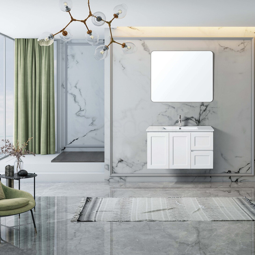 Shaker 900mm PVC Wall Hung Bathroom Vanity
