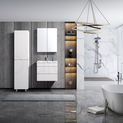 Vellena 600mm PVC Water Proof Matte White Wall Hung Bathroom Vanity Cabinet