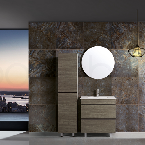 Vellena 750mm PVC Water Proof Wash White Bathroom Vanity Cabinet