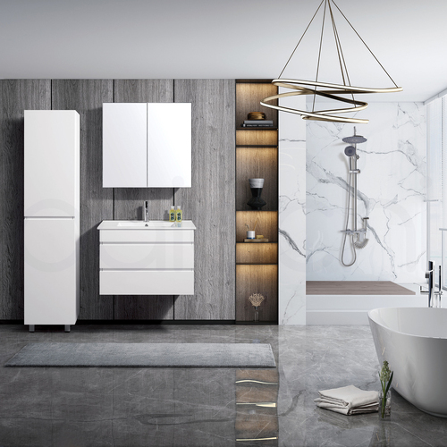 Vellena 750mm PVC Water Proof Matte White Wall Hung Bathroom Vanity Cabinet
